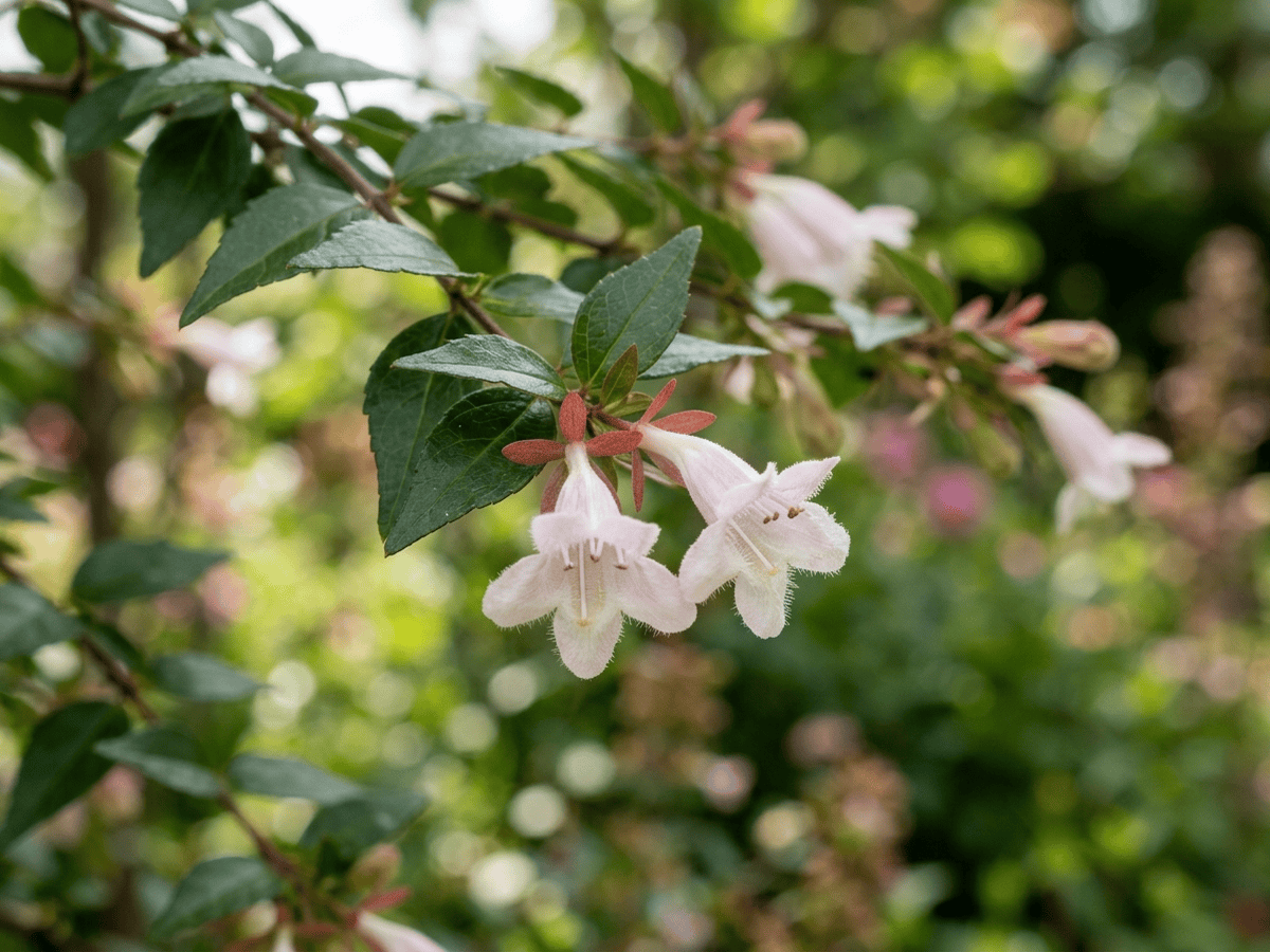 Large-Flowered Abelia — close-up of leaves and flowers