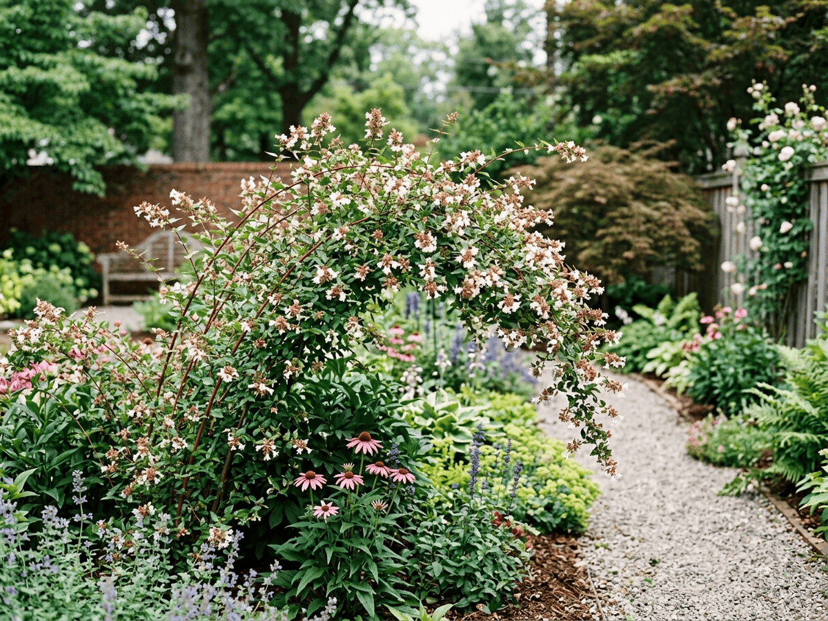 Large-Flowered Abelia in a garden setting