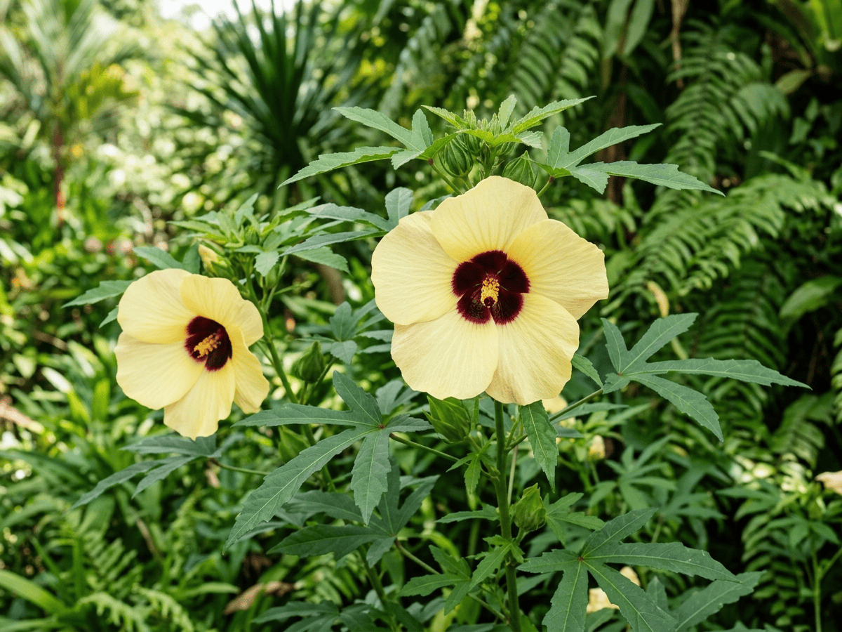 Muskseed — close-up of leaves and flowers