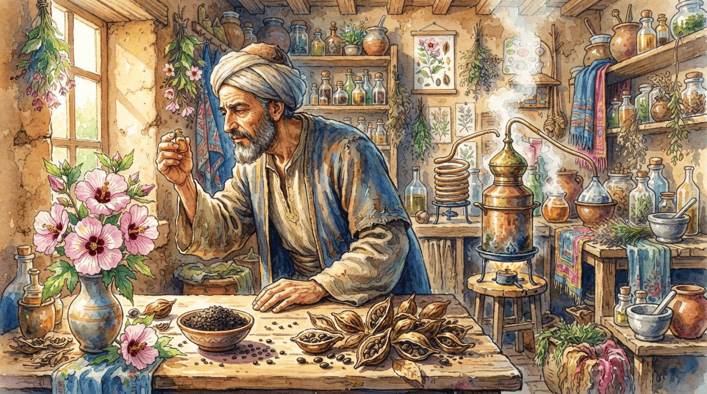 Illustrated historical scene for Muskseed