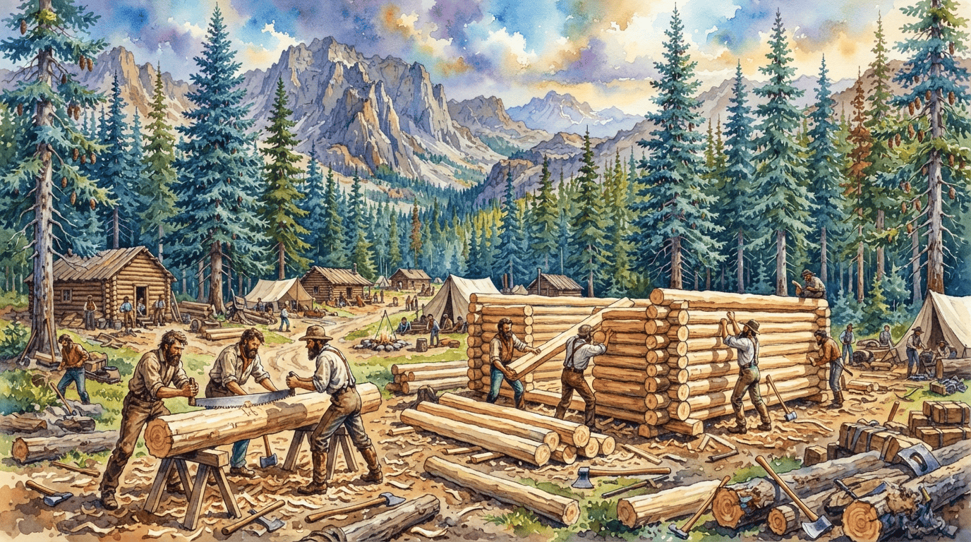 Illustrierte historische Szene zu Koloradotanne