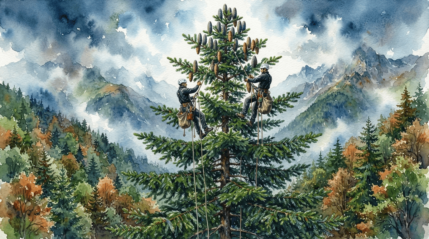 Illustrated historical scene for Caucasian Fir