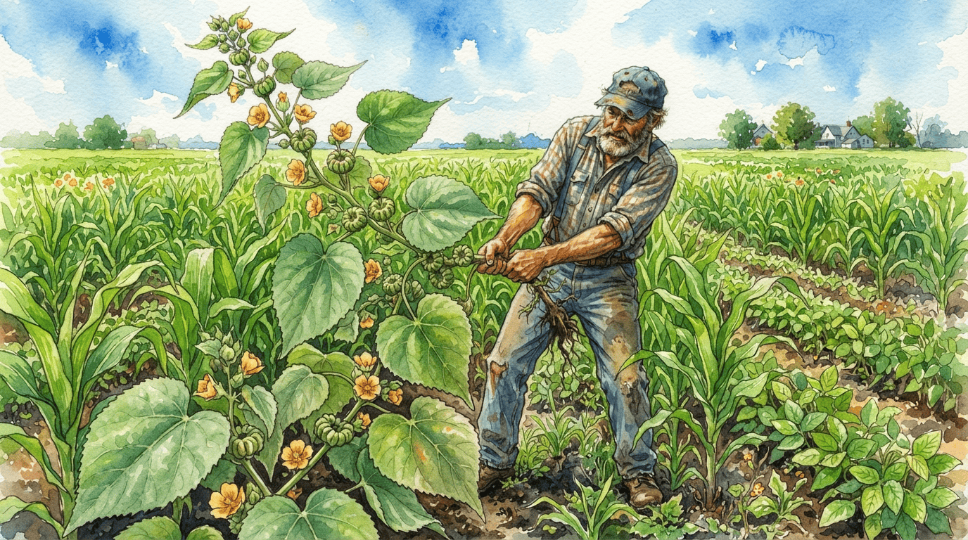 Illustrated historical scene for Velvetleaf