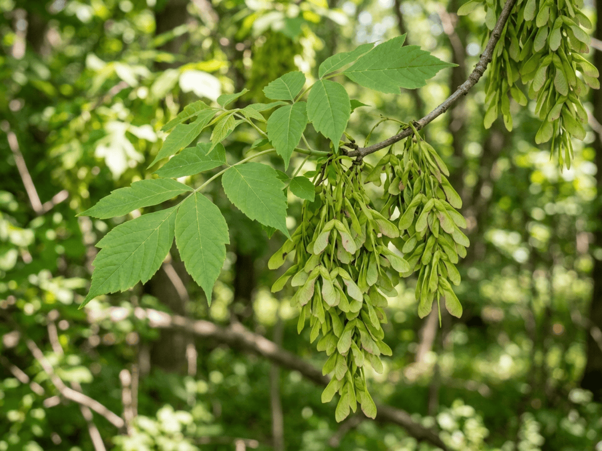 Érable à feuilles de frêne — gros plan sur feuilles et fleurs