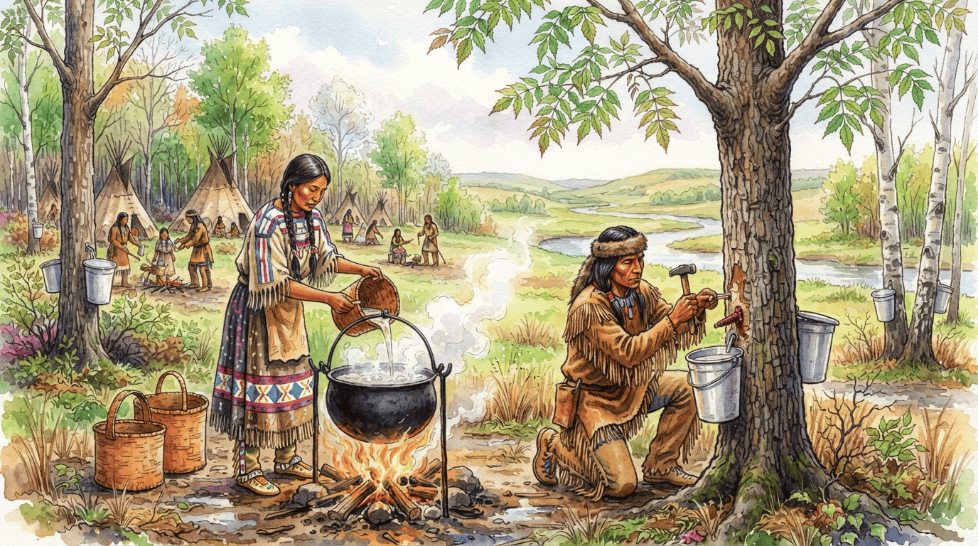 Scène historique illustrée pour Érable à feuilles de frêne