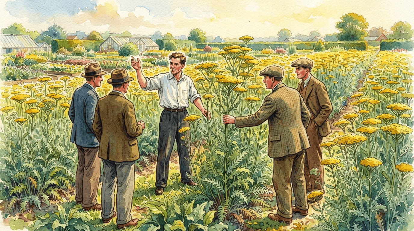Illustrated historical scene for Fern-Leaf Yarrow