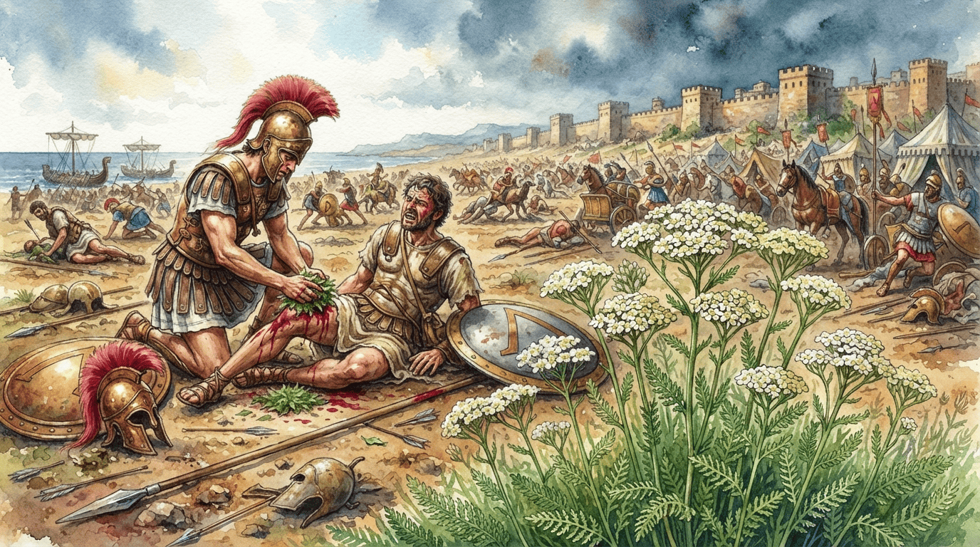 Illustrated historical scene for Common Yarrow