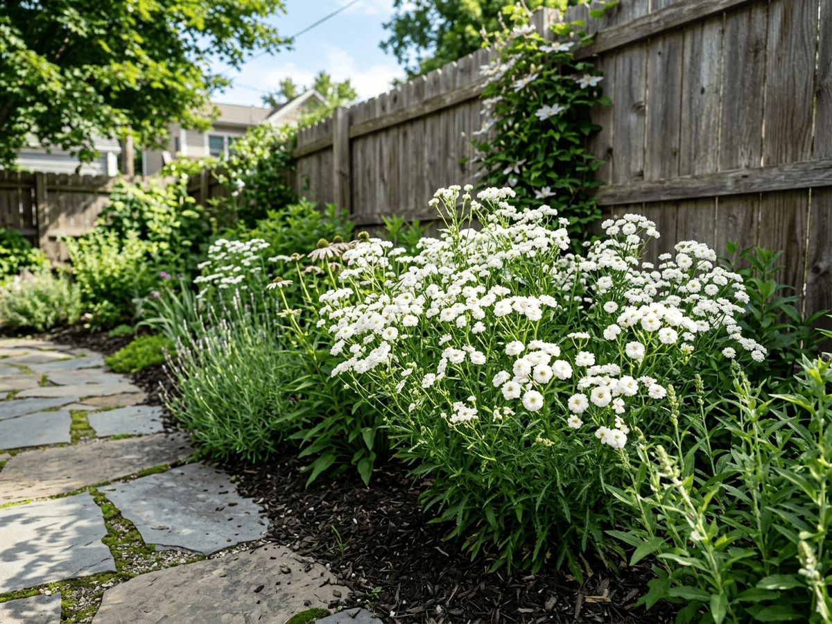 Achillée sternutatoire dans un jardin