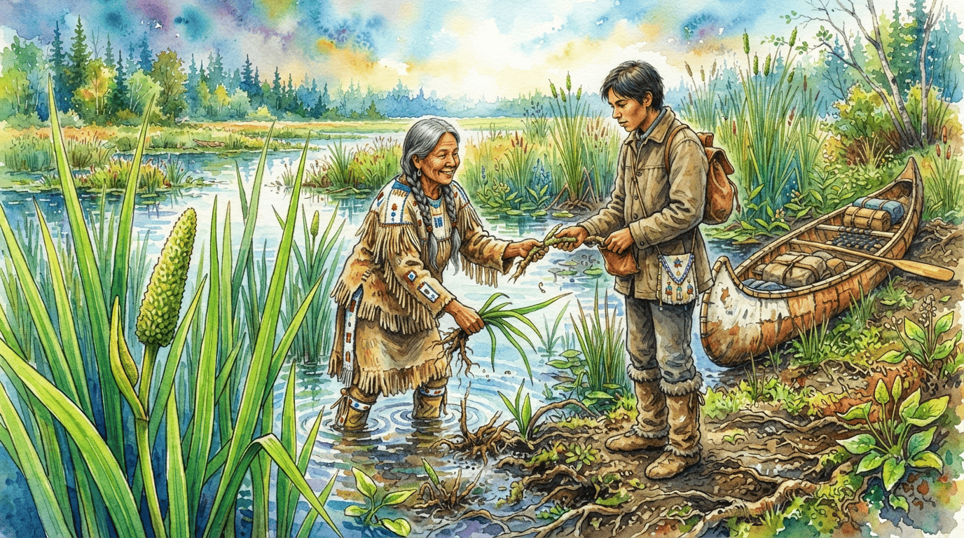Illustrated historical scene for Eurasian Sweet-Flag
