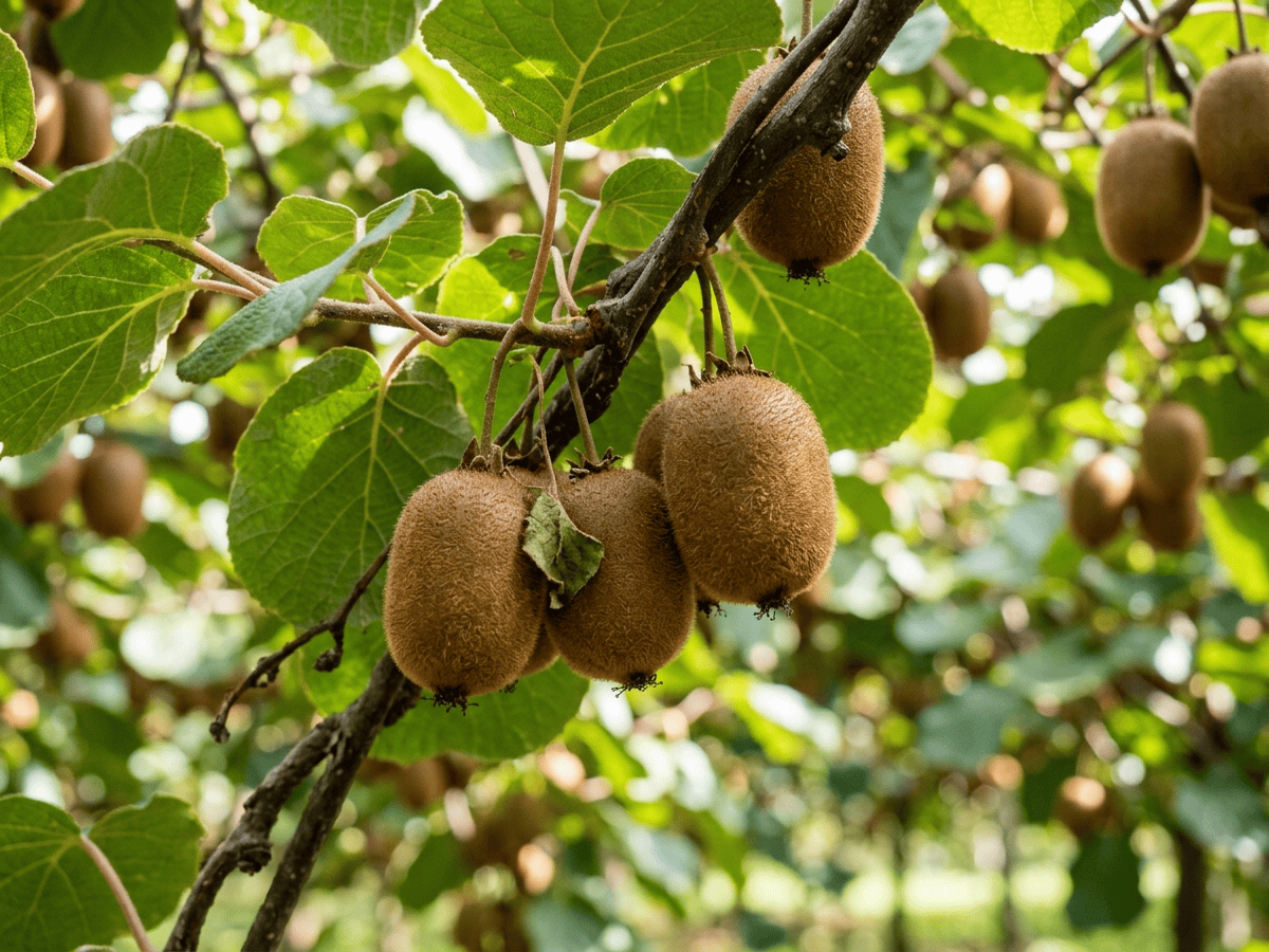 Kiwifruit — close-up of leaves and flowers