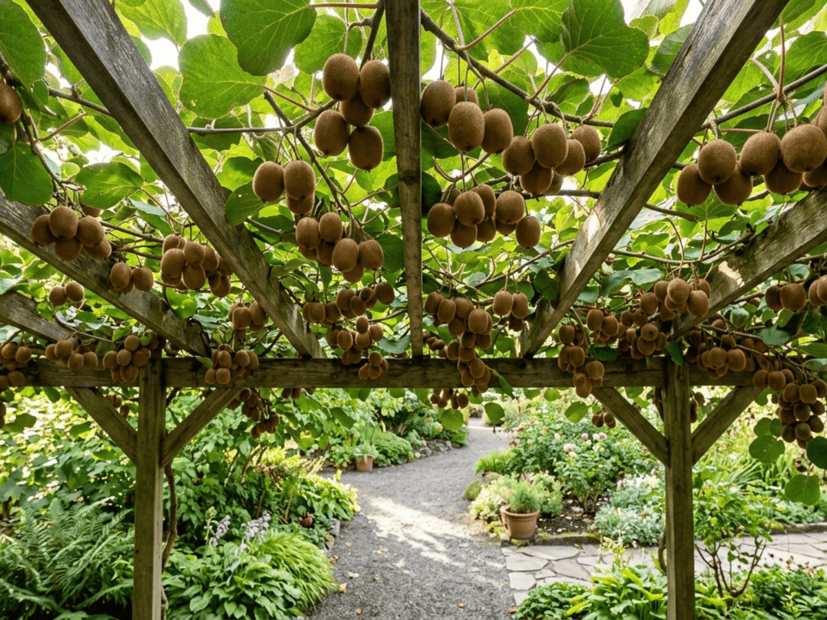 Kiwifruit in a garden setting
