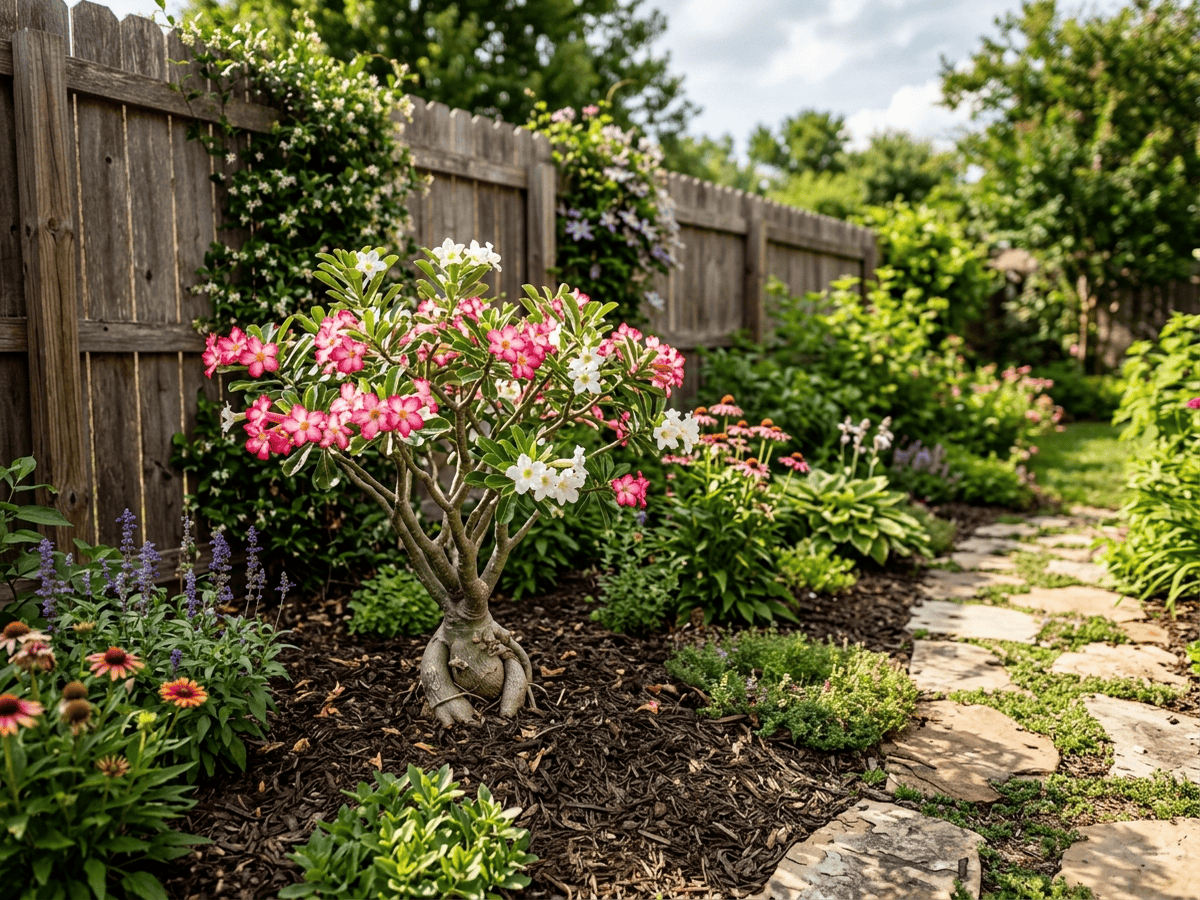 Desert Rose in a garden setting