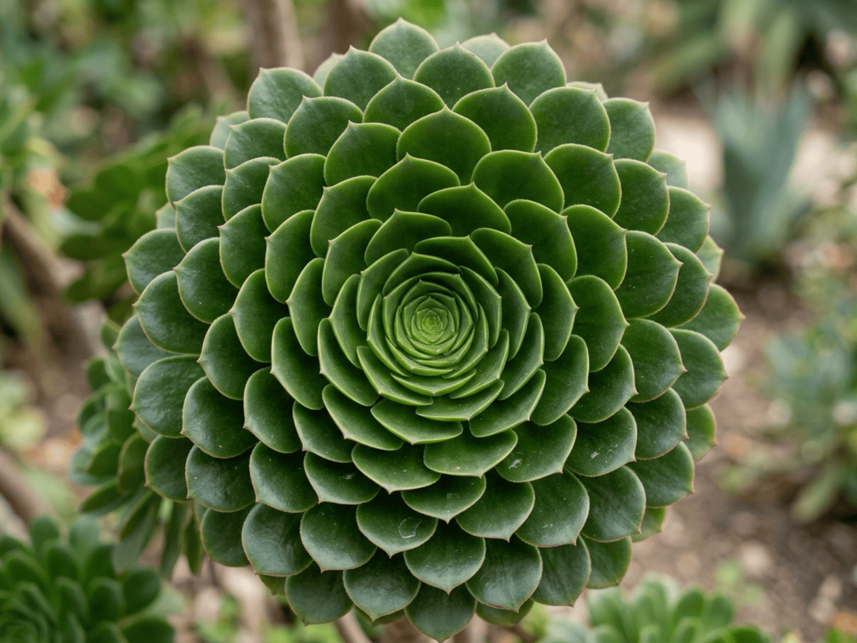 Tree Aeonium — close-up of leaves and flowers
