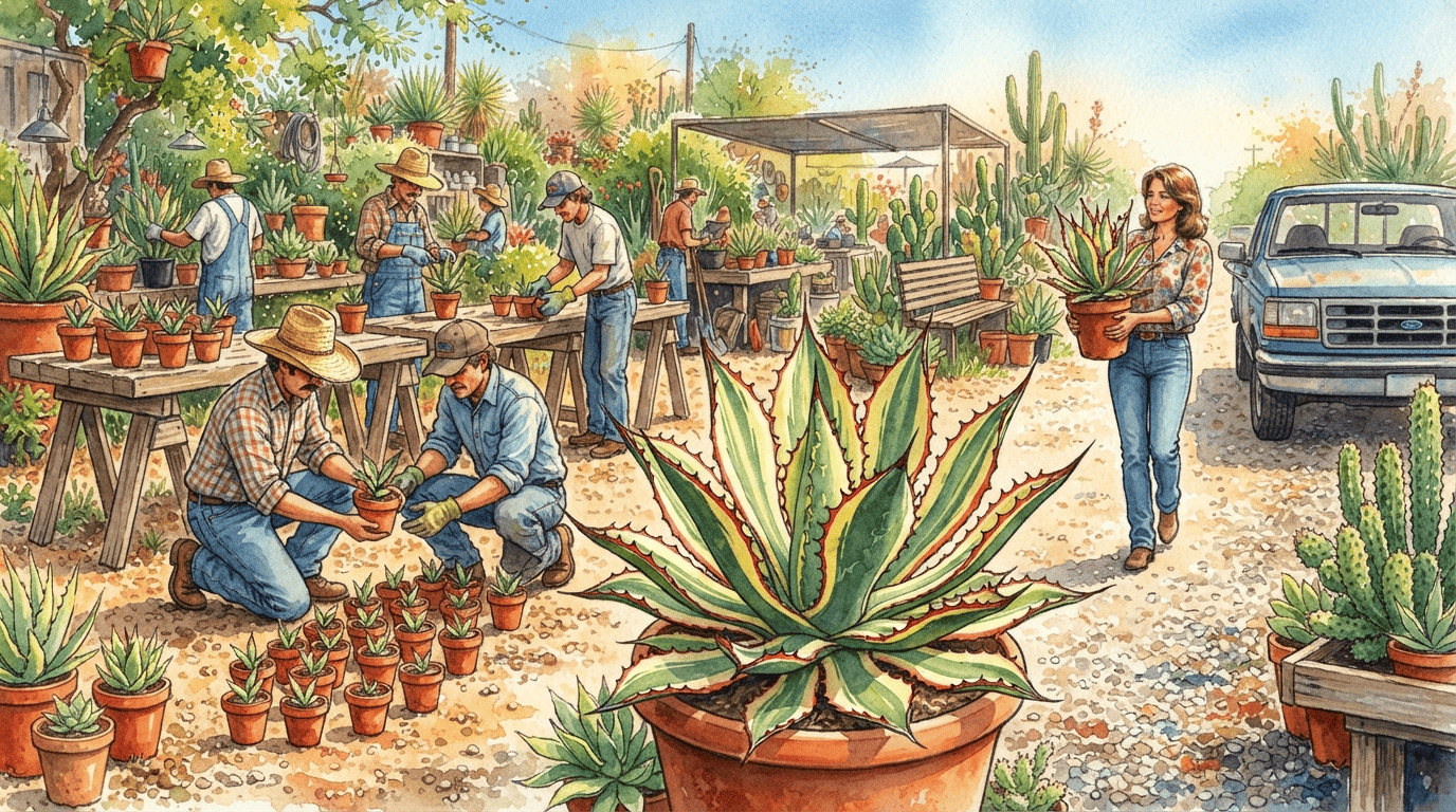 Illustrated historical scene for Thorn-Crested Agave