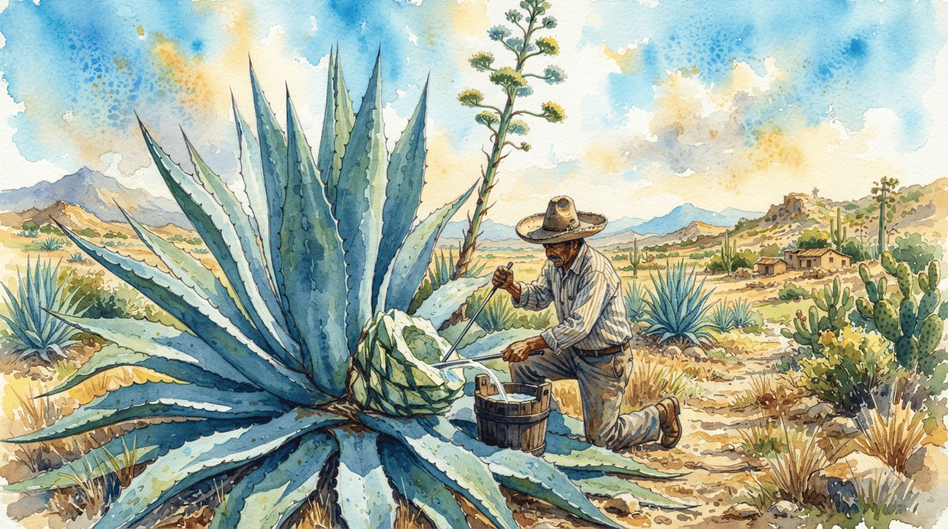 Illustrated historical scene for Weber's Century Plant