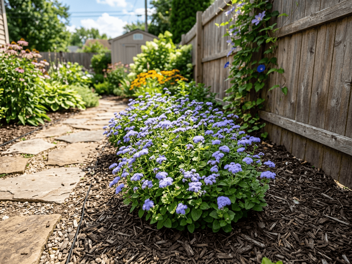 Bluemink in a garden setting