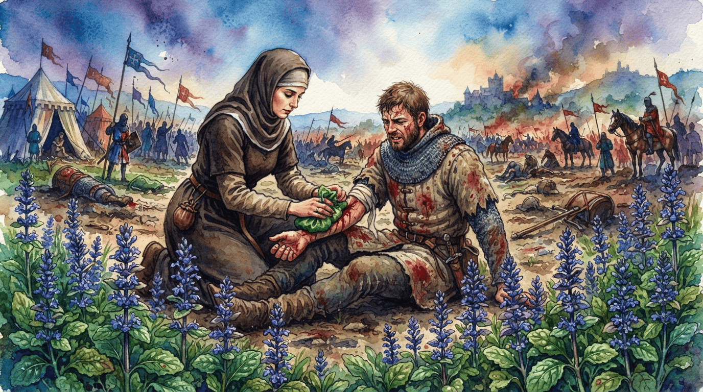 Illustrated historical scene for Carpet Bugle