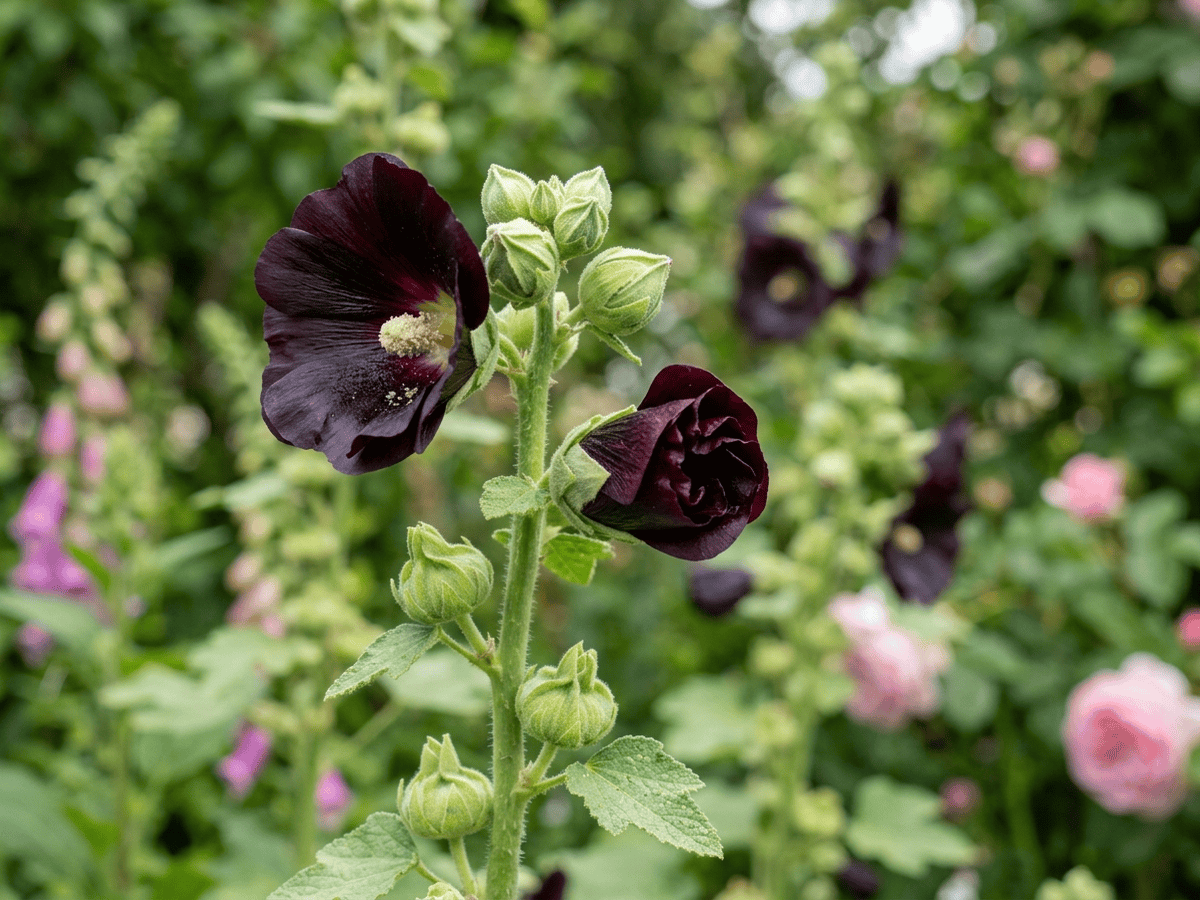 Malva real negra — aspecto estacional