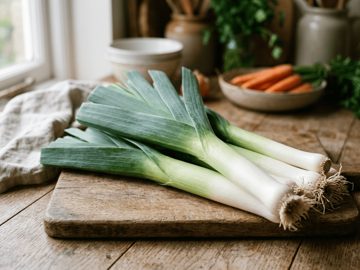 Leek — close-up of leaves and flowers