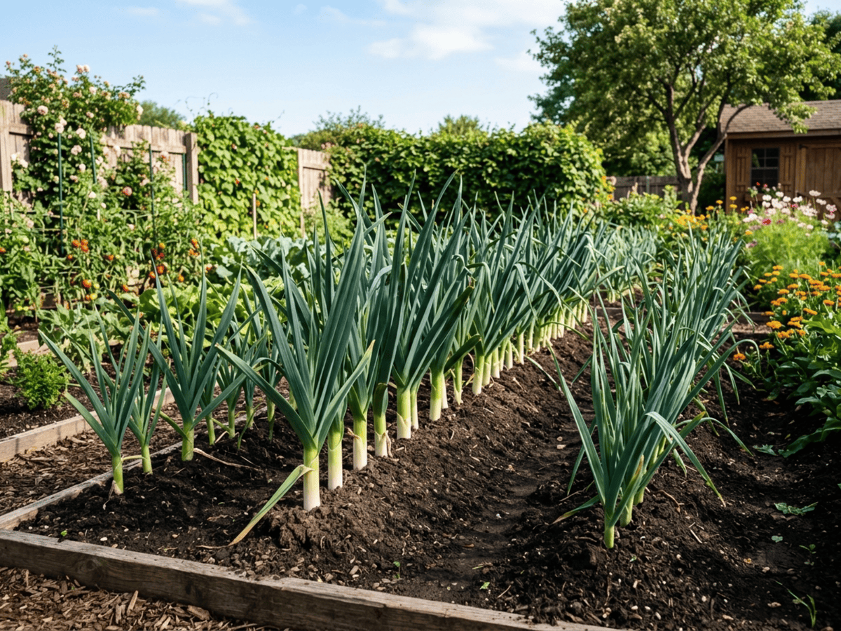 Leek in a garden setting