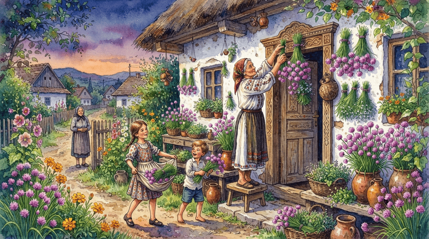 Illustrated historical scene for Chives