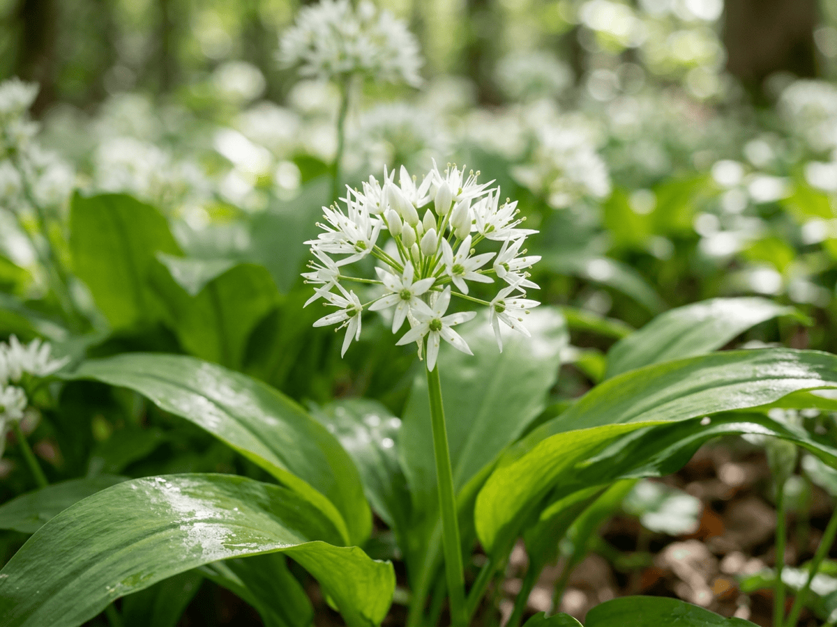 Ramsons — close-up of leaves and flowers