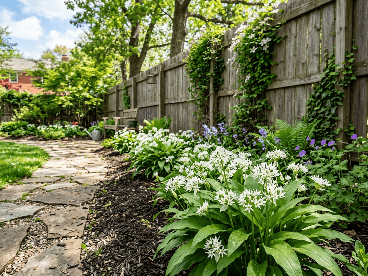 Ramsons in a garden setting