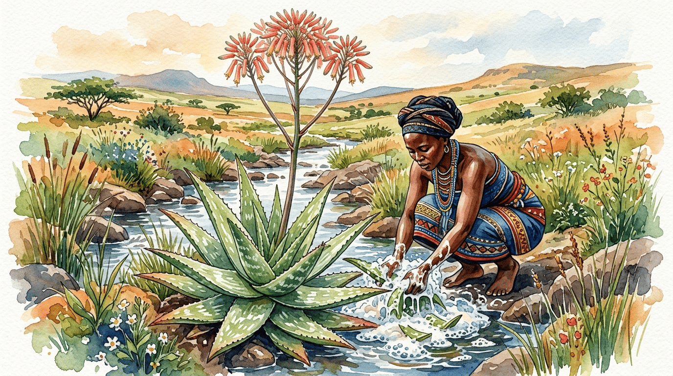 Illustrated historical scene for Soap Aloe