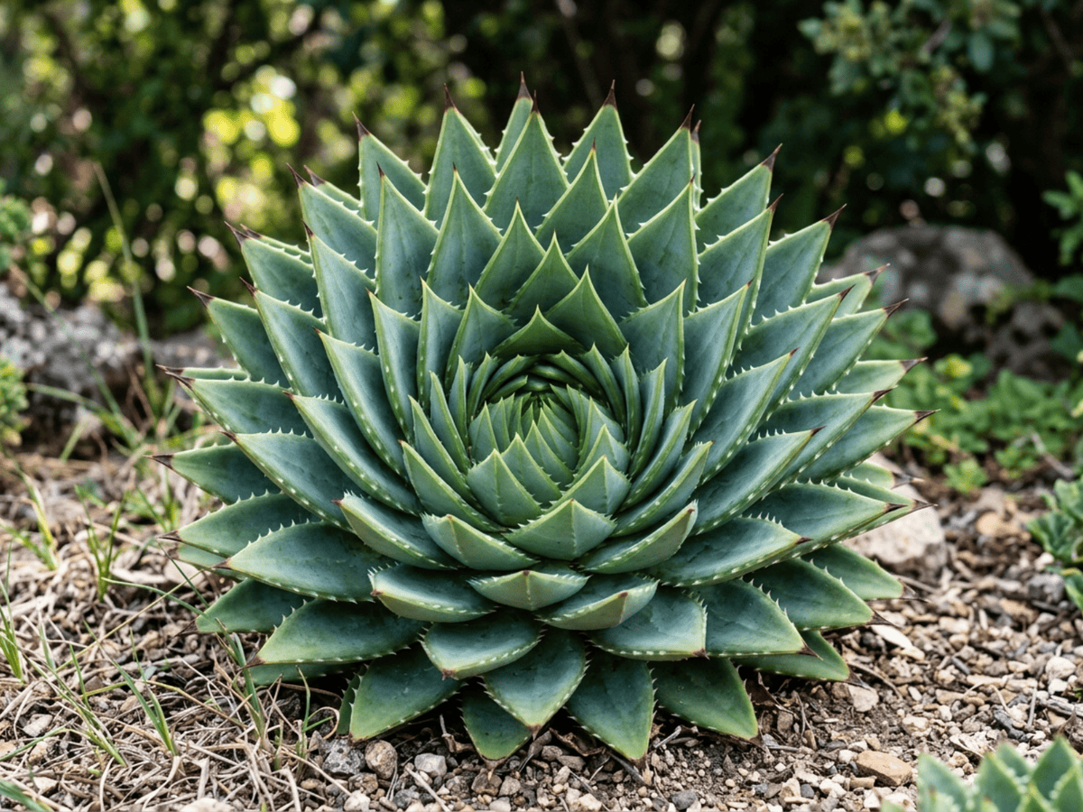 áloe en espiral — primer plano de hojas y flores
