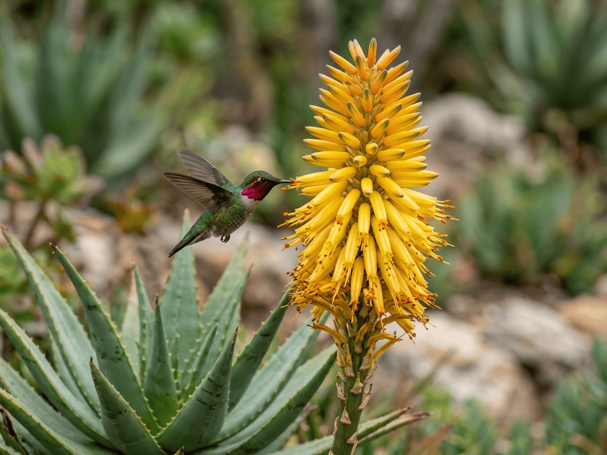 aloe rústico — primer plano de hojas y flores