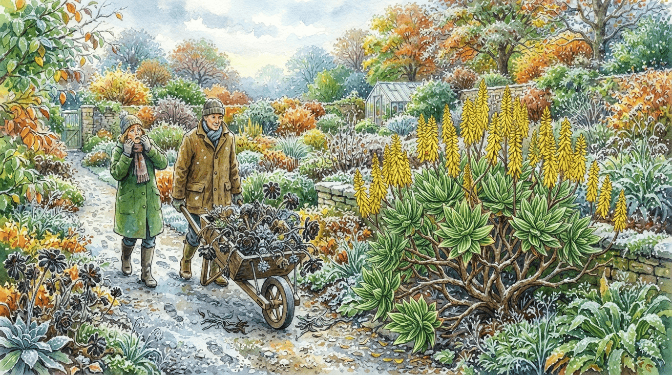 Escena histórica ilustrada de aloe rústico