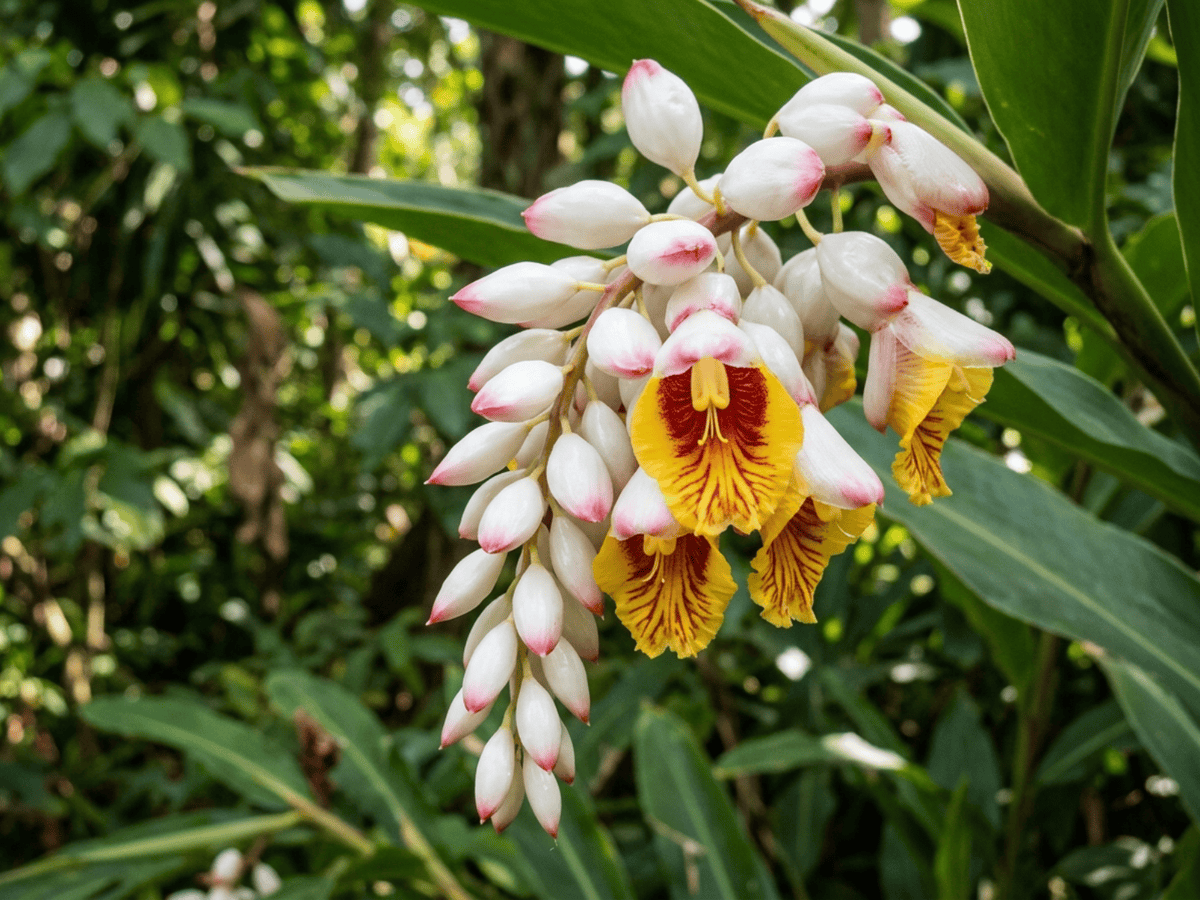 Shell Ginger — close-up of leaves and flowers
