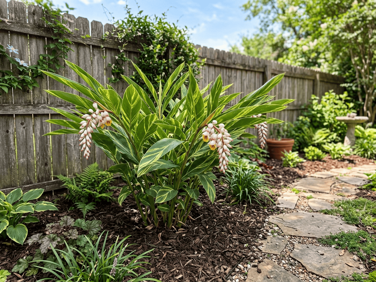 Shell Ginger in a garden setting