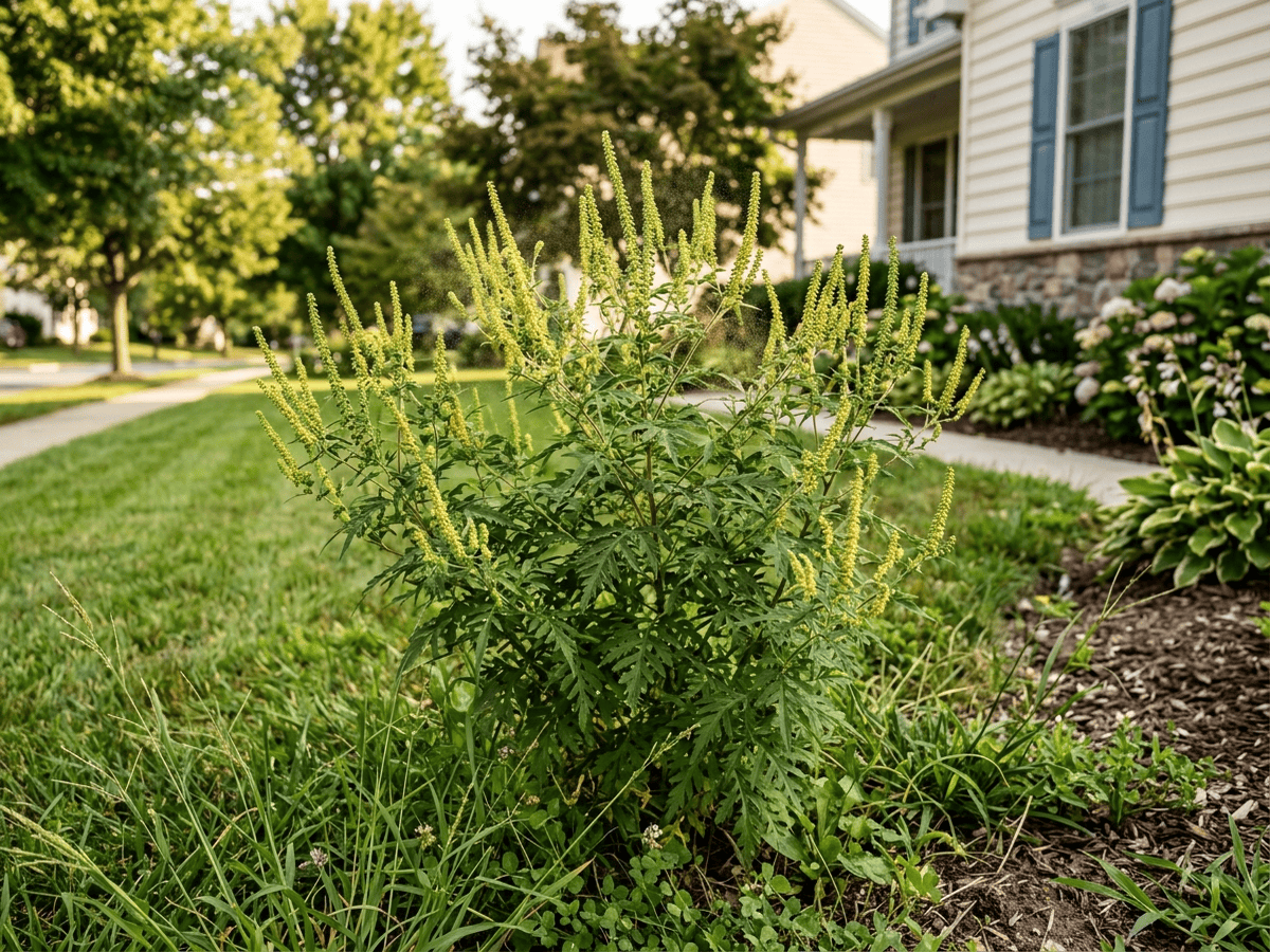 Common Ragweed in a garden setting