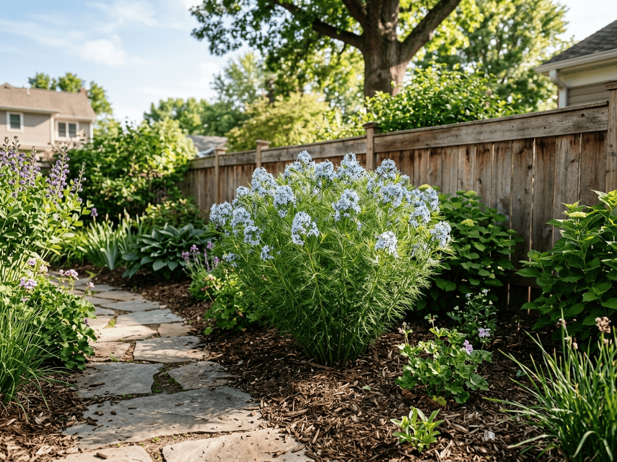 Hubricht's Bluestar in a garden setting