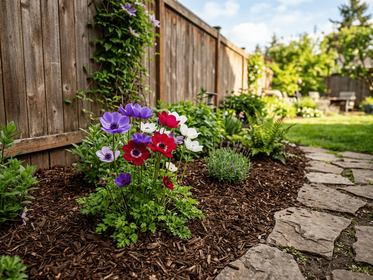 Anémone des fleuristes dans un jardin