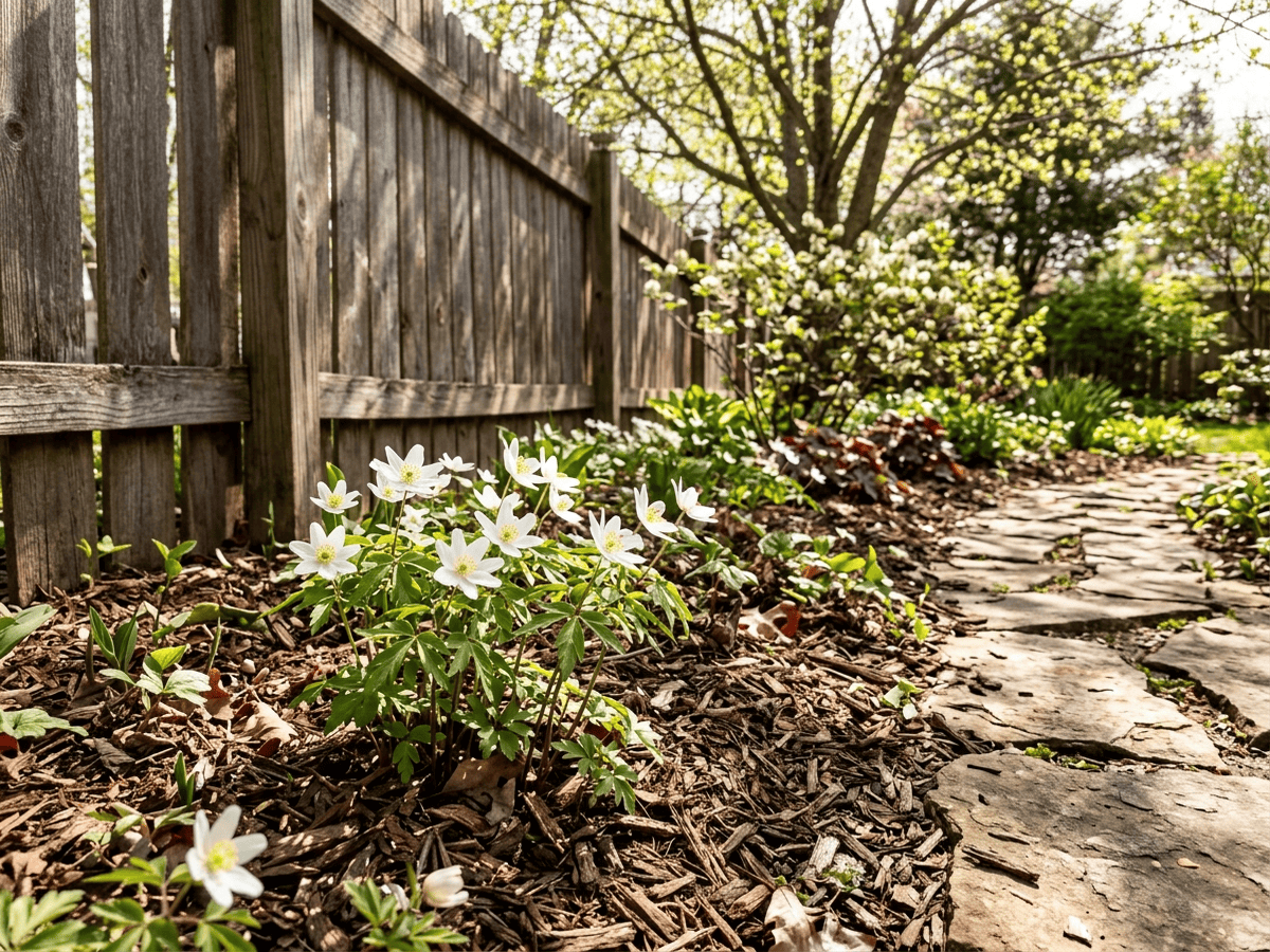 Wood Anemone in a garden setting