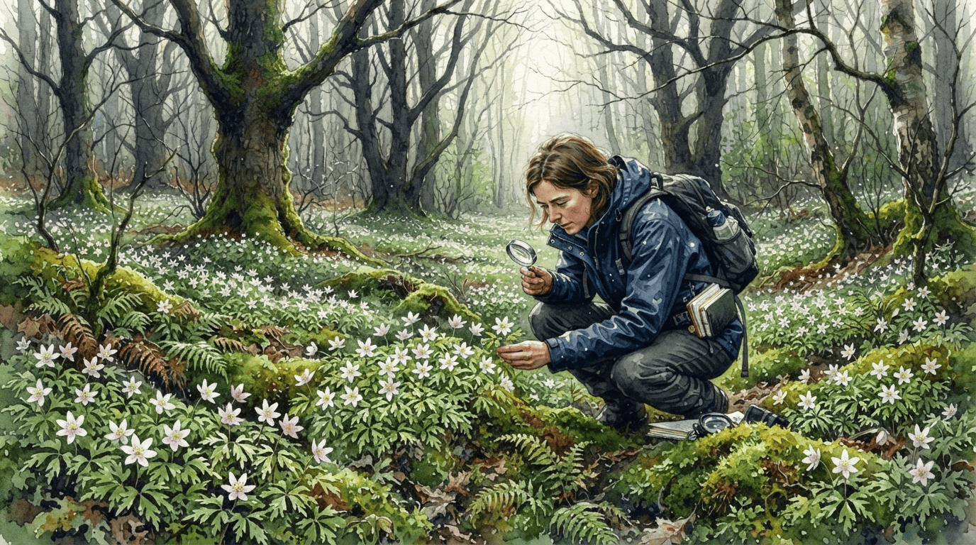 Illustrated historical scene for Wood Anemone