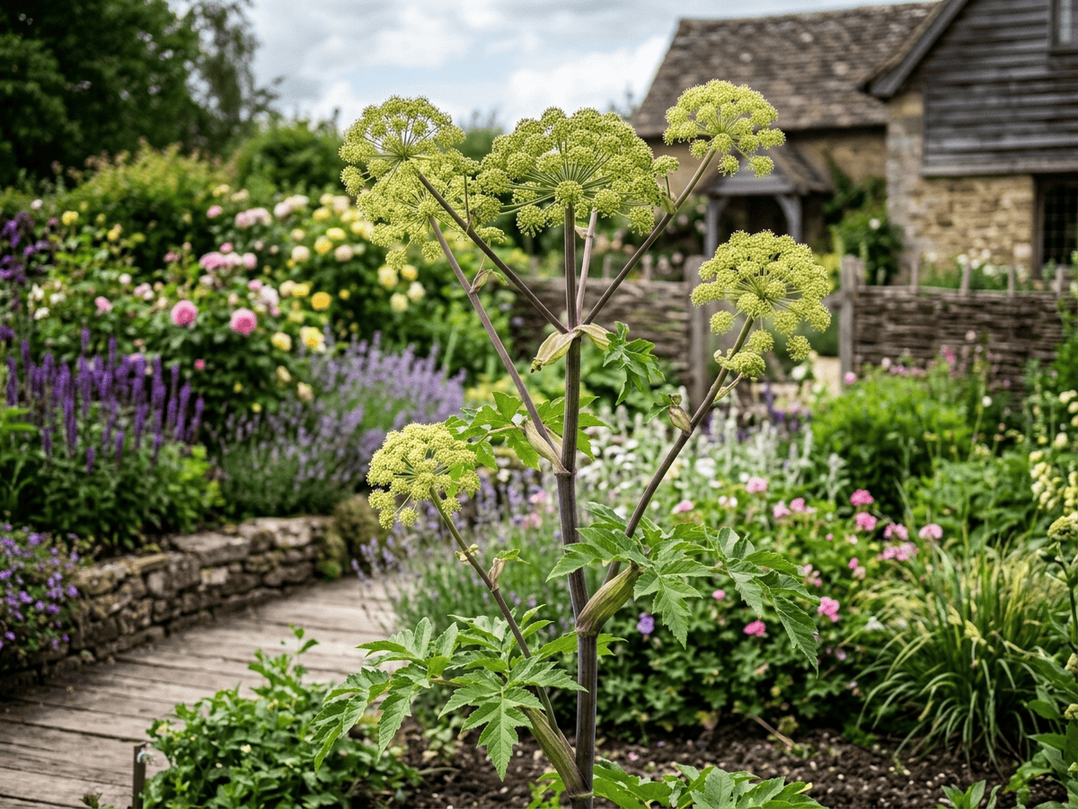 Angélique officinale dans un jardin