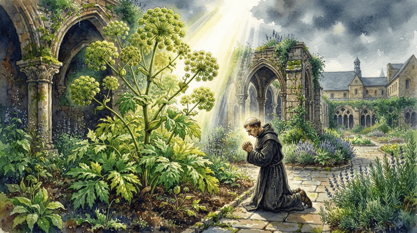 Scène historique illustrée pour Angélique officinale
