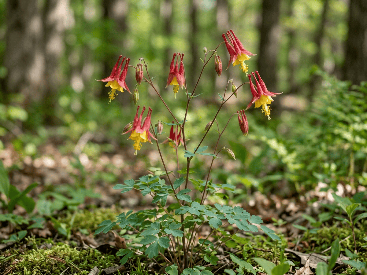 캐나다매발톱꽃(Aquilegia canadensis) 전체 모습