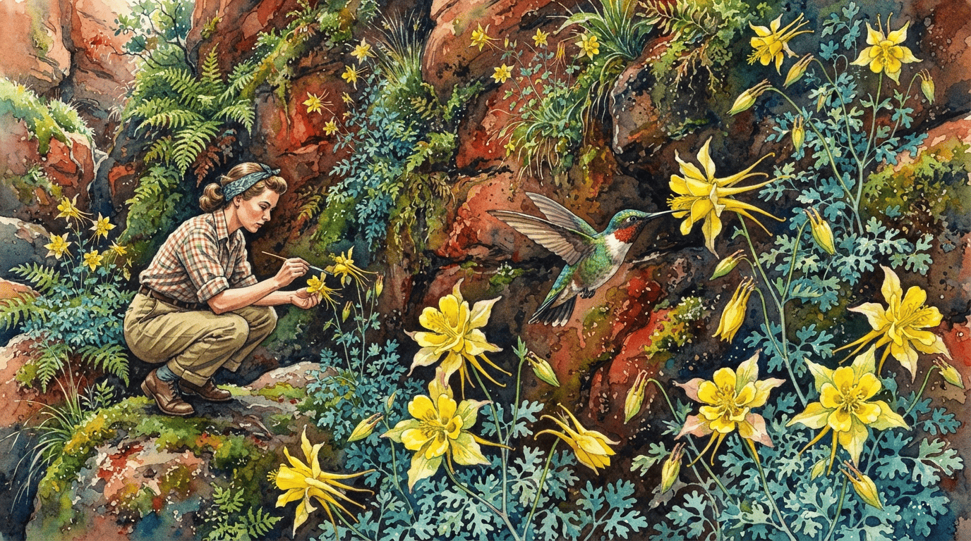 Illustrated historical scene for Golden Columbine