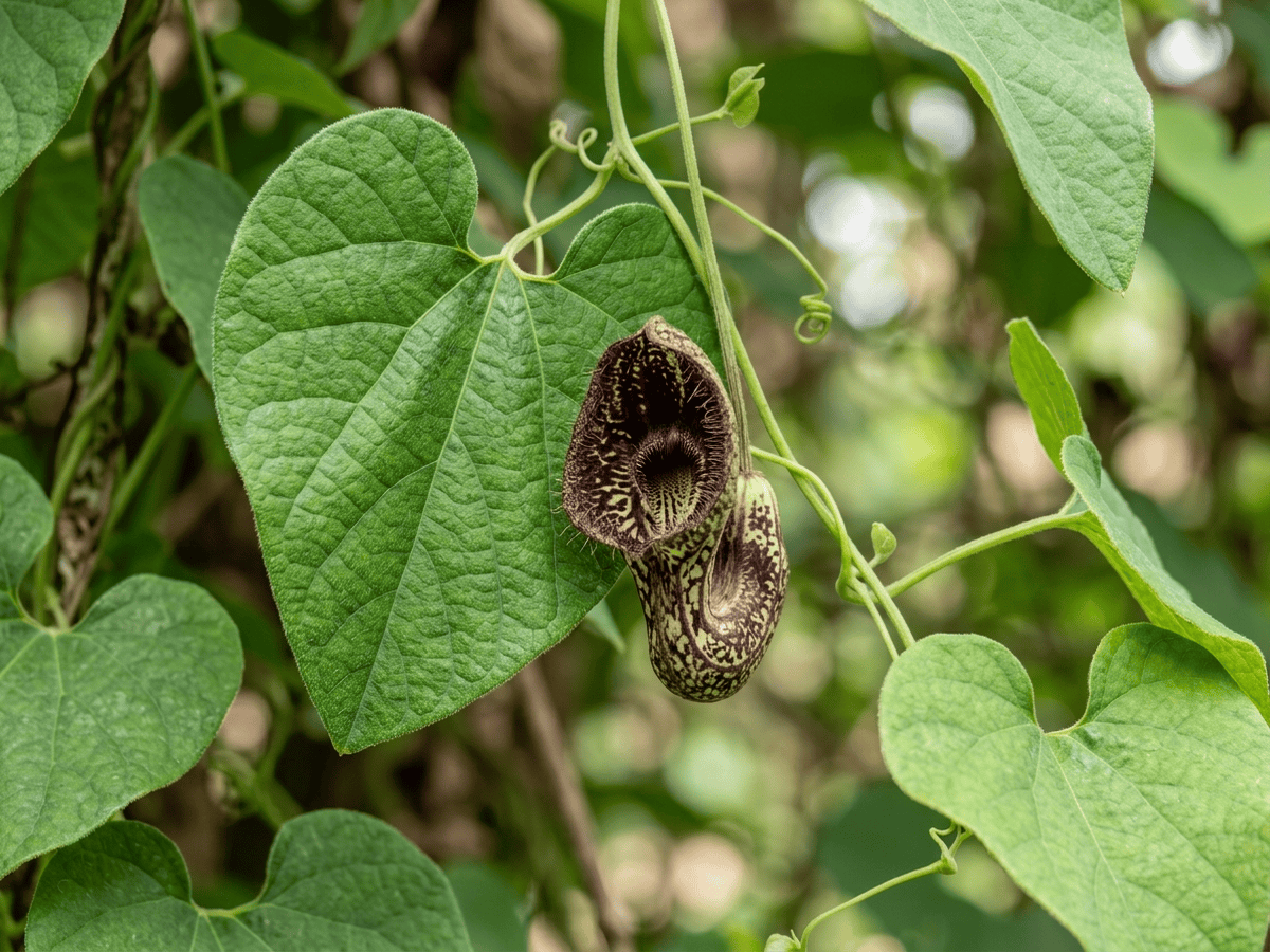 Aristolochia — primo piano di foglie e fiori