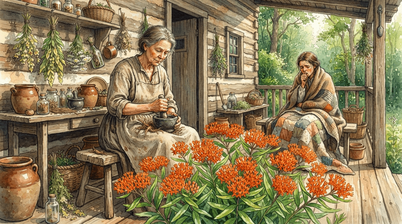 Illustrated historical scene for Butterfly Milkweed