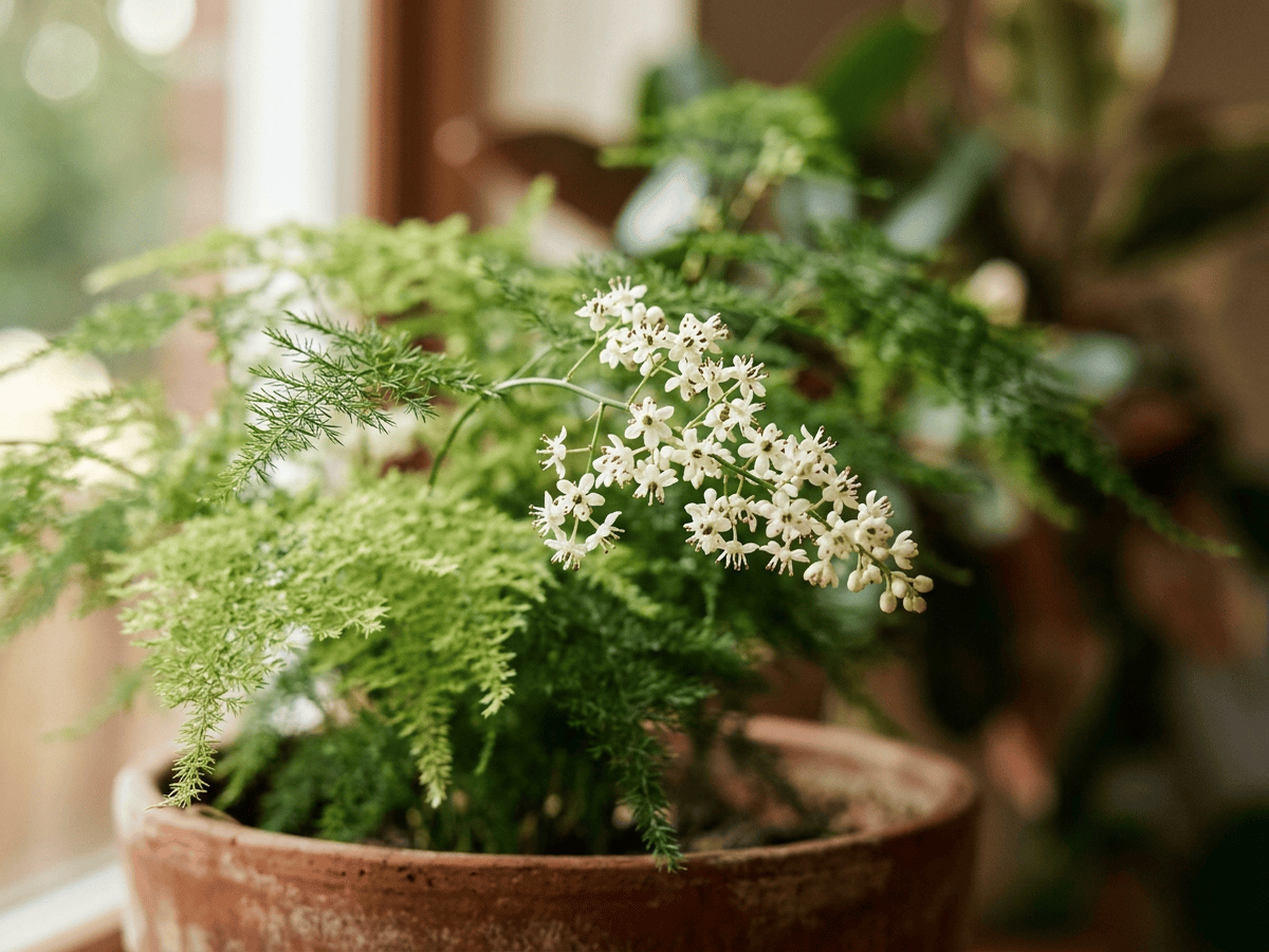 Common Asparagus Fern — close-up of leaves and flowers