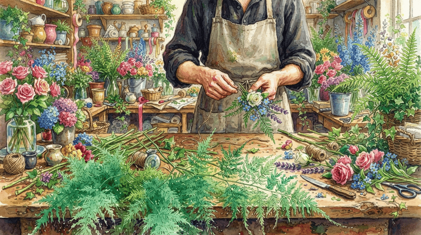 Illustrated historical scene for Common Asparagus Fern