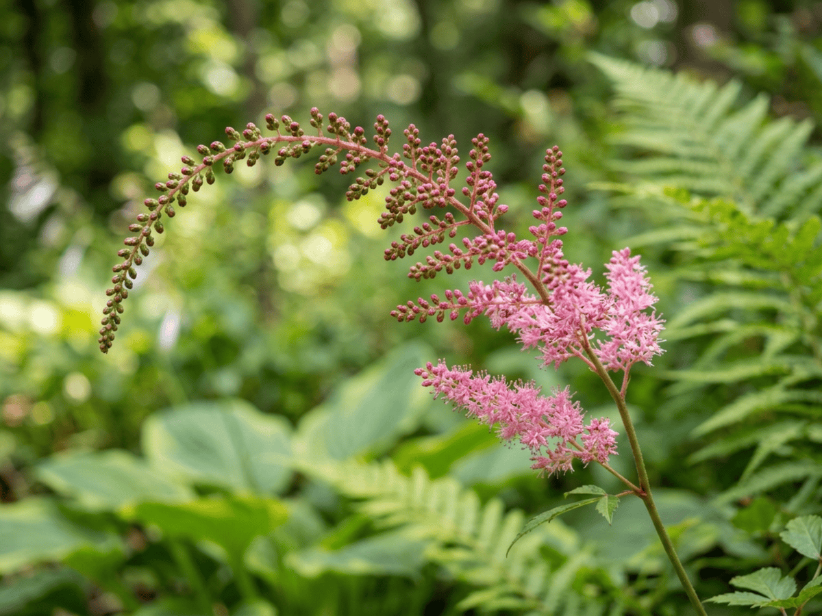 Astilbe à feuilles simples — aspect saisonnier
