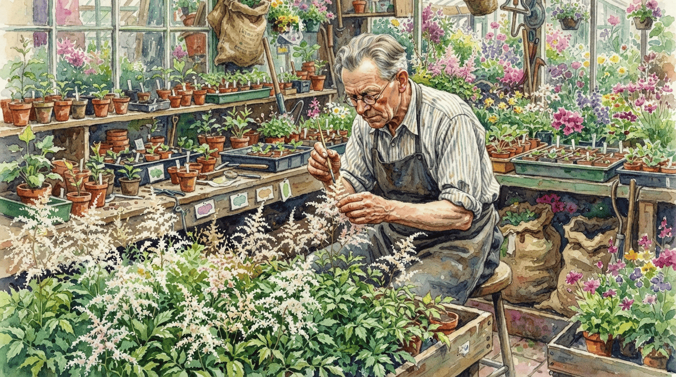 Scène historique illustrée pour Astilbe à feuilles simples
