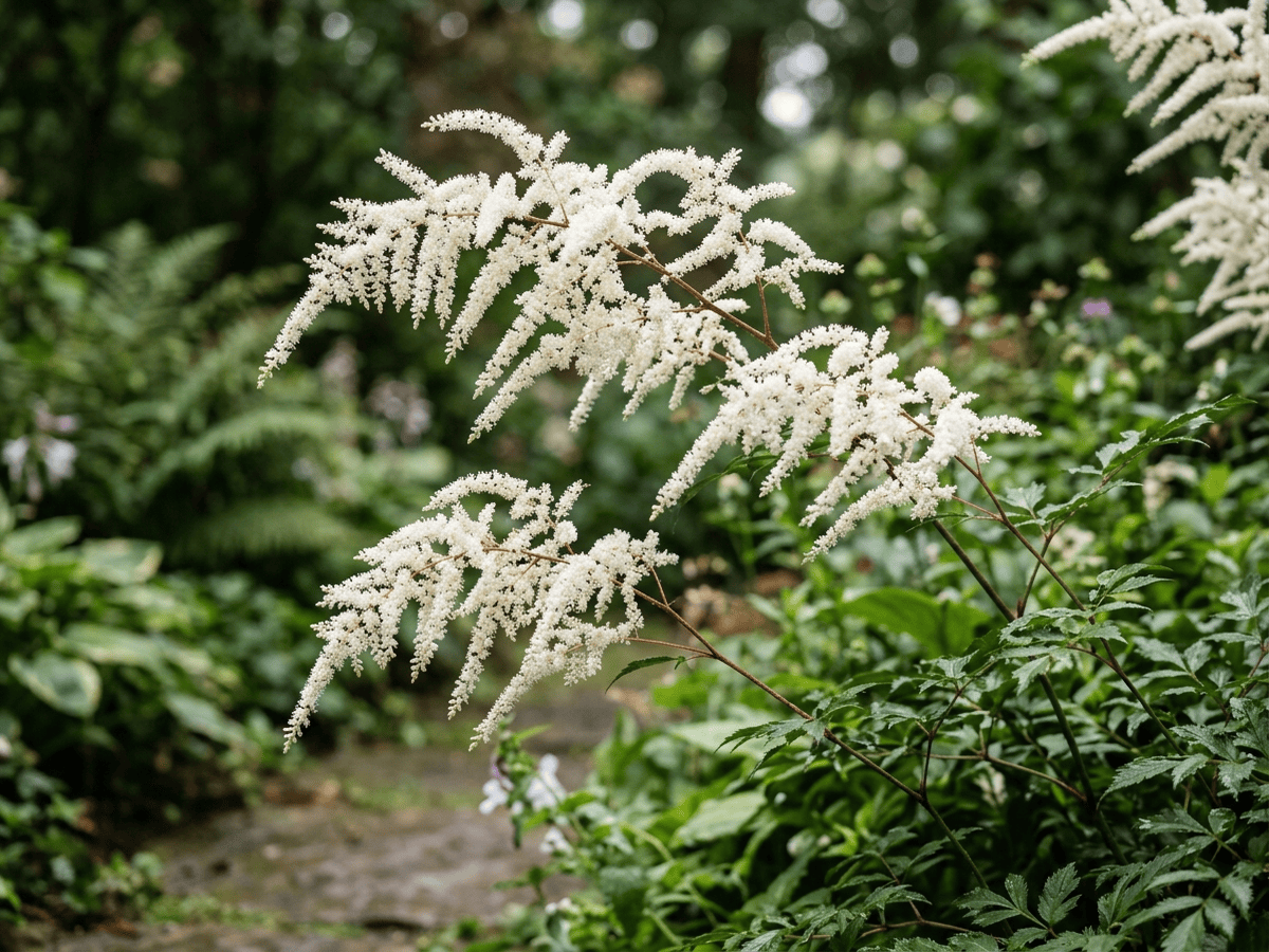 Astilbe Thunberg — cận cảnh lá và hoa