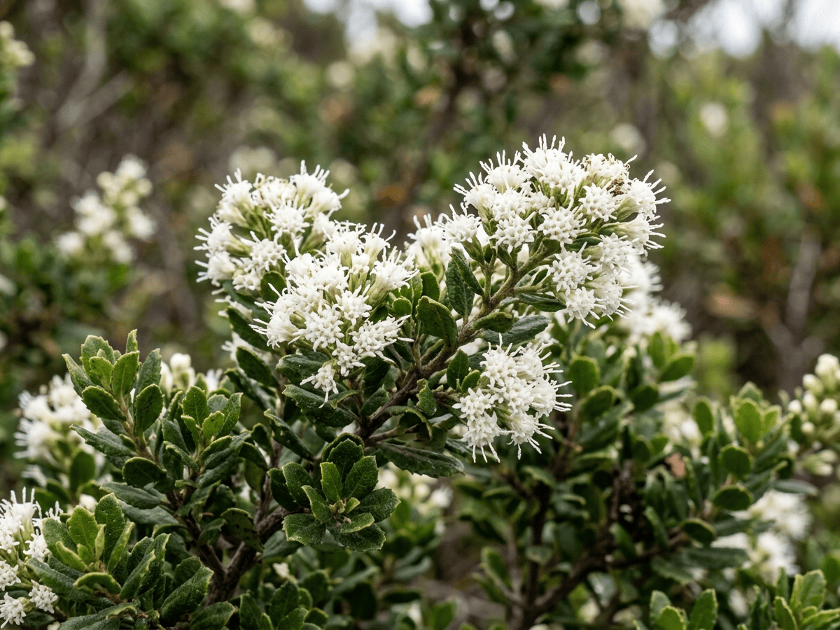 Kojotenstrauch — Nahaufnahme von Blättern und Blüten